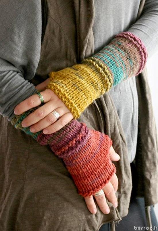 Knitted gloves without fingers (3)