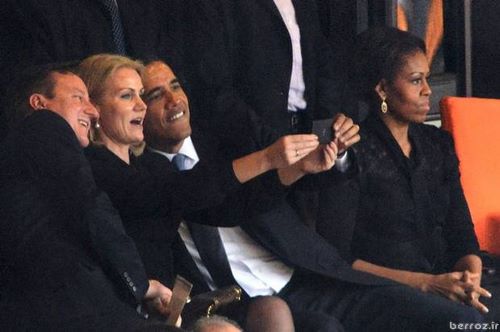 Obama and Cameron cosy up for ‘inappropriate’ selfie at Nelson Mandela’s memorial service